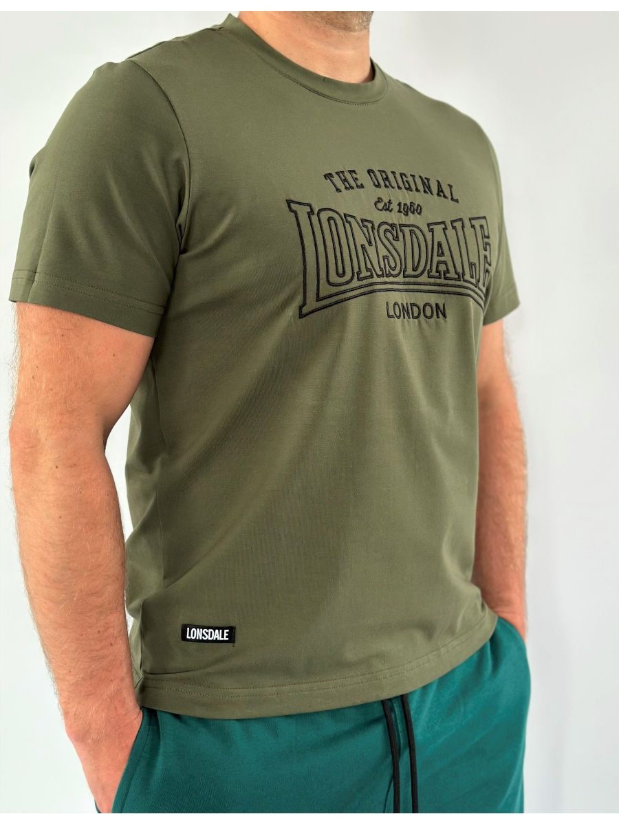Футболка Lonsdale Big Logo вышивка хаки — фото