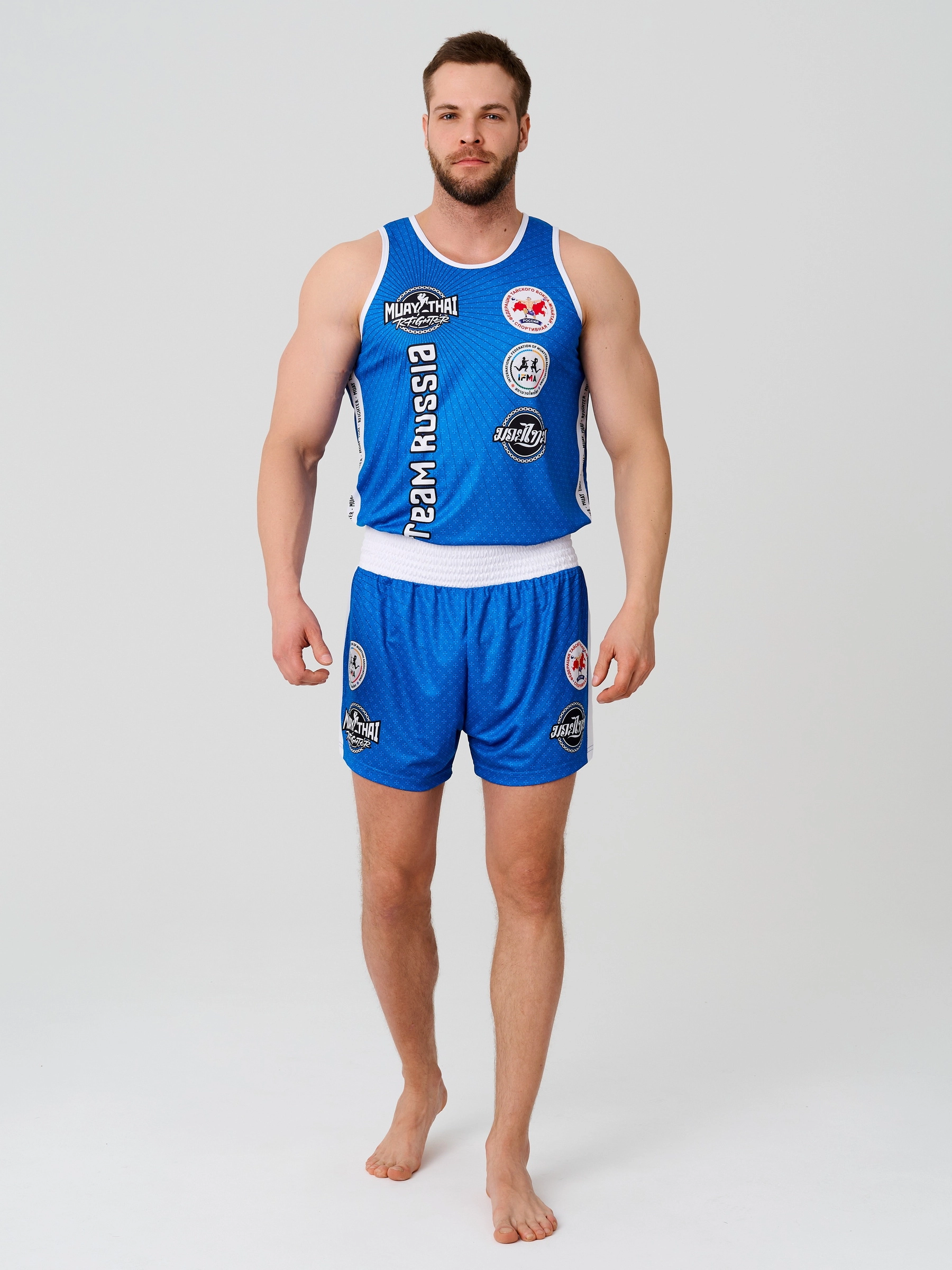  Тайские шорты RFighter ФТБР-TEAM RUSSIA синие 