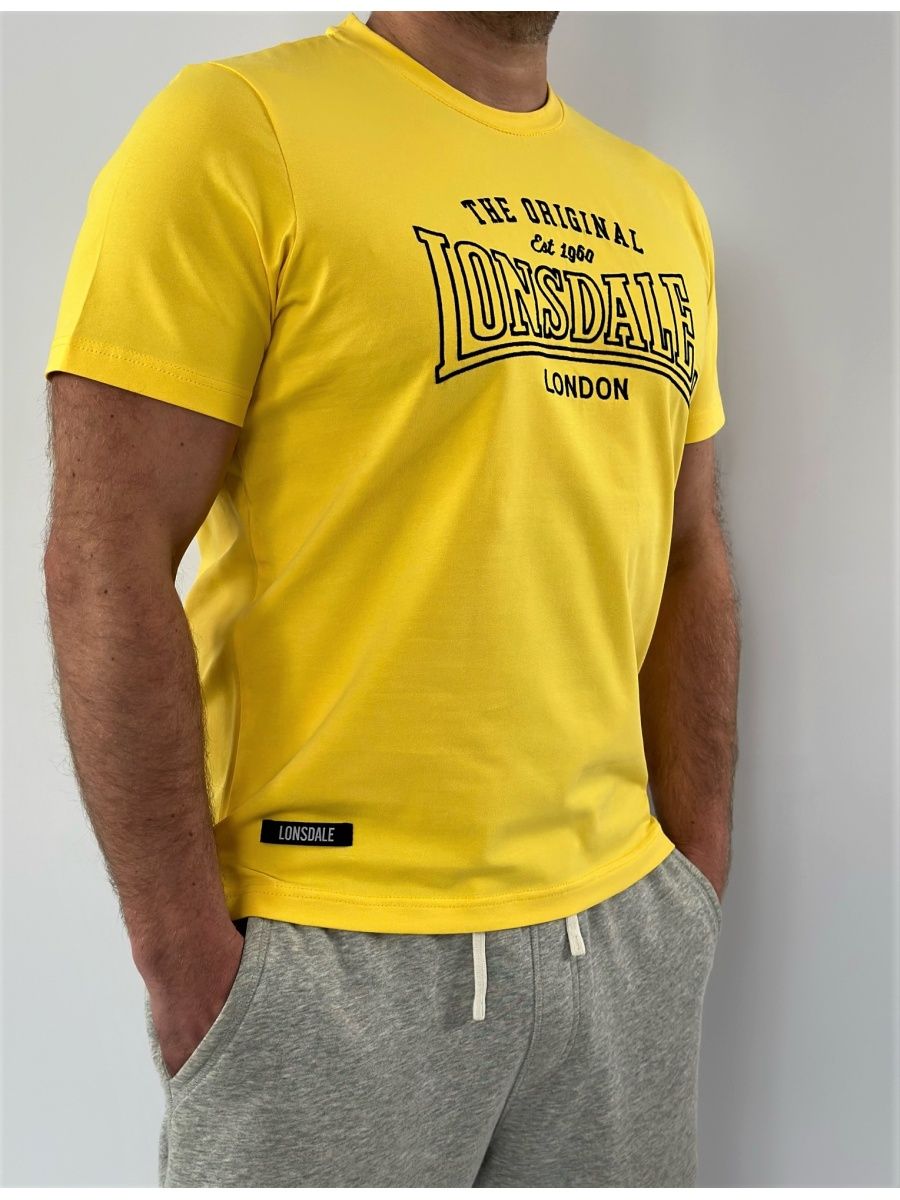 Футболка Lonsdale Big Logo вышивка желтая — фото