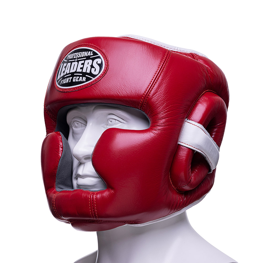  Шлем боксерский LEADERS LS FULL FACE RD/WH красный 