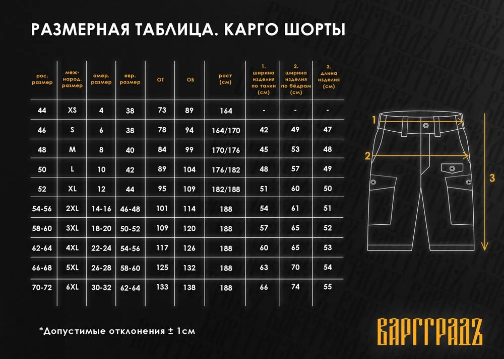  Шорты Карго Варгградъ Рип-Стоп черные 