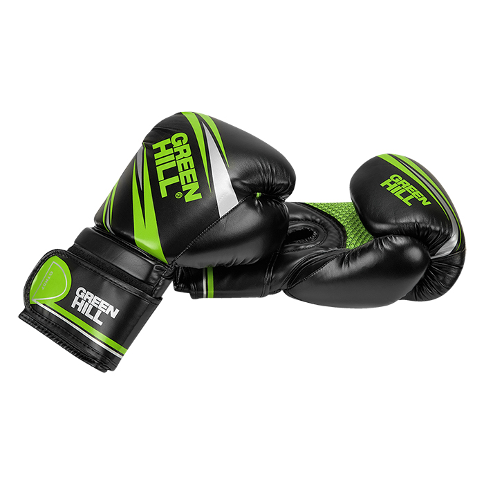  Боксерские перчатки Green Hill TEK7 черно-зеленые 