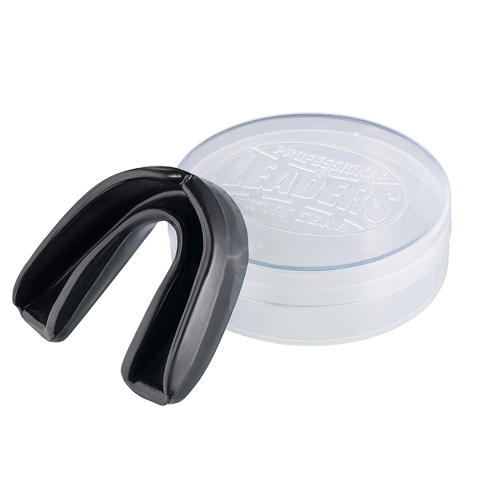  Капа боксерская LEADERS мятная с футляром черный 