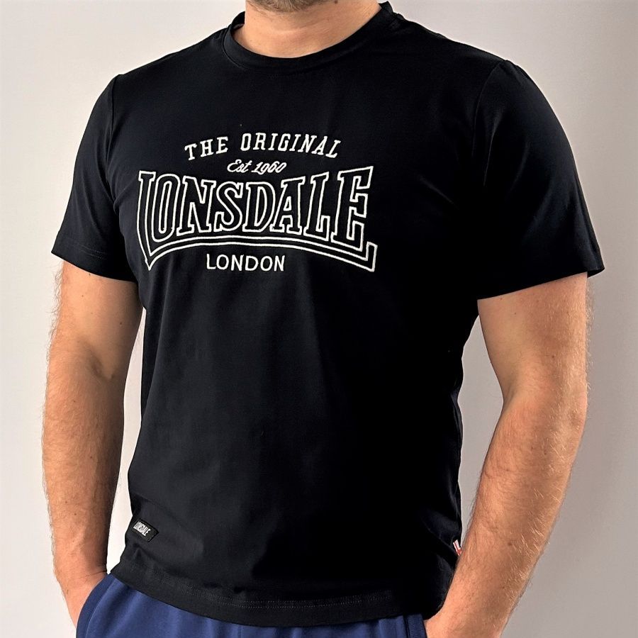  Футболка Lonsdale Big Logo вышивка темно синяя 