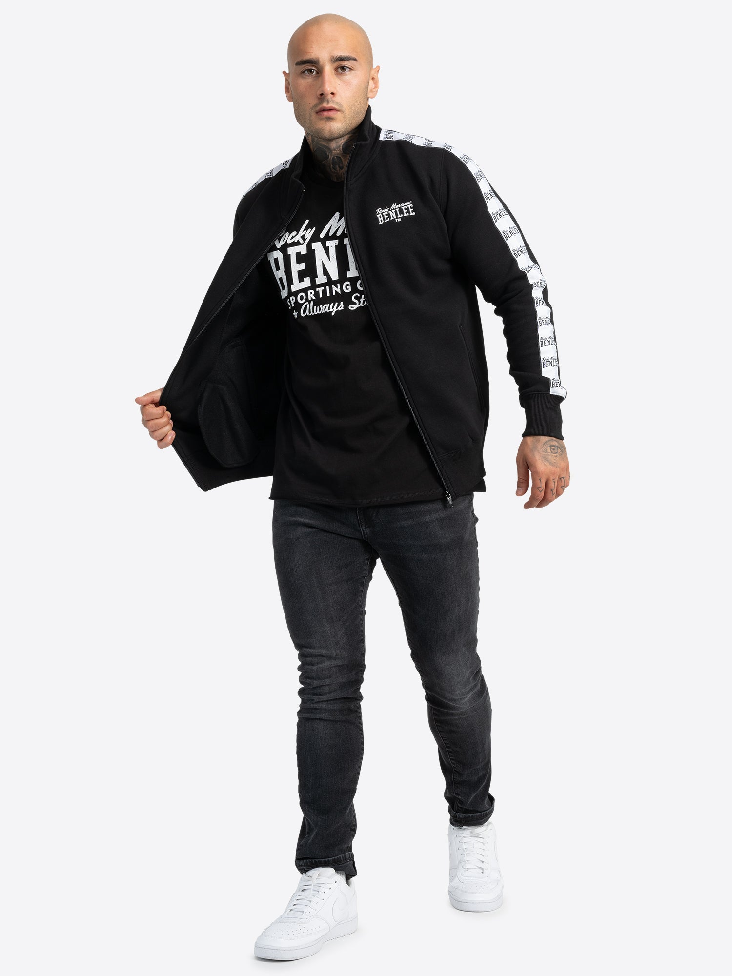  Cвитшот на молнии slim fit BENLEE CUNINGHAM черный 