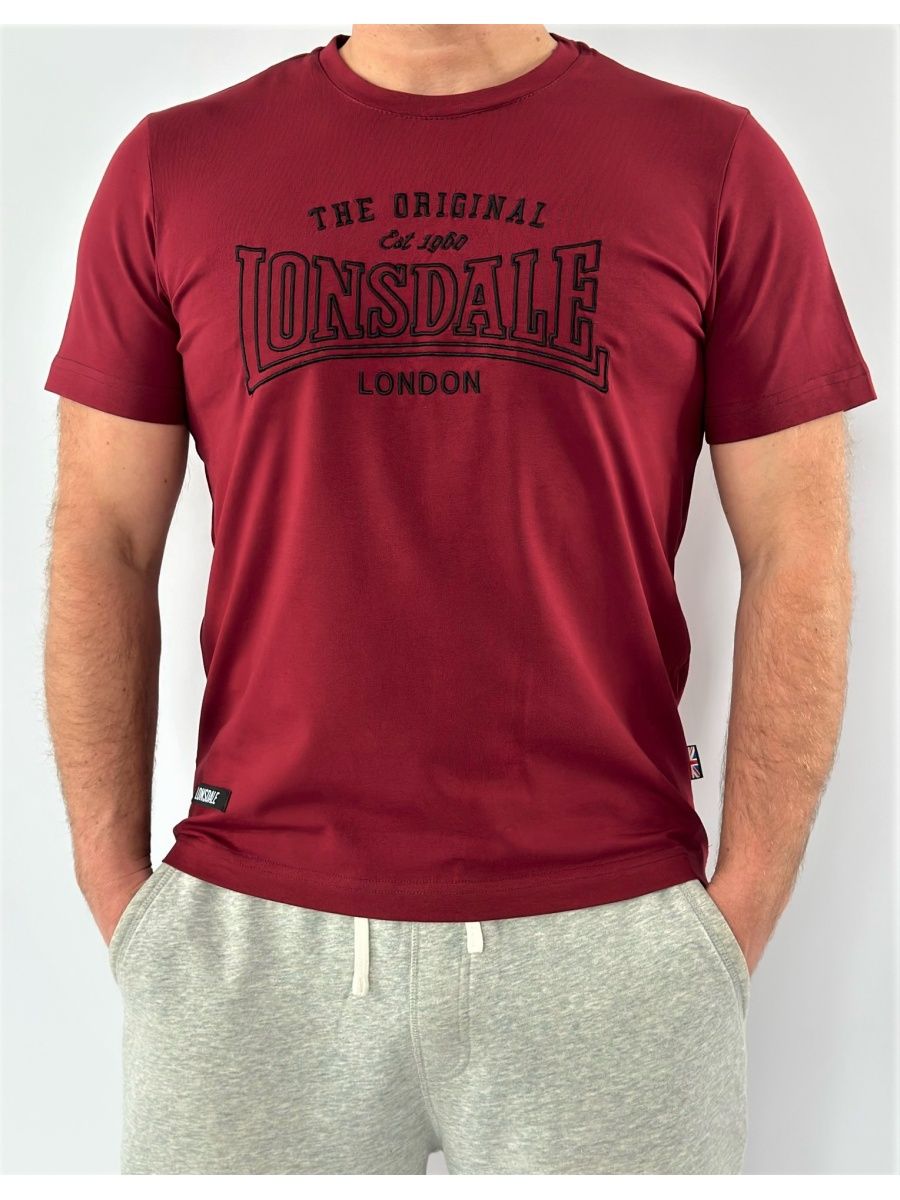 Футболка Lonsdale Big Logo вышивка бордовая — фото