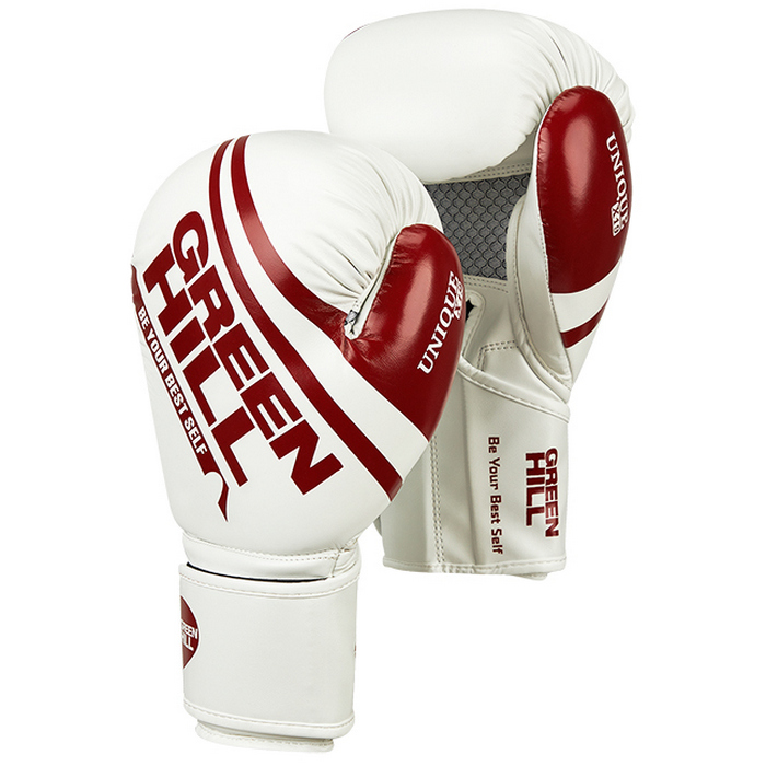  Боксерские перчатки Green Hill UNIQUE бело-красные 