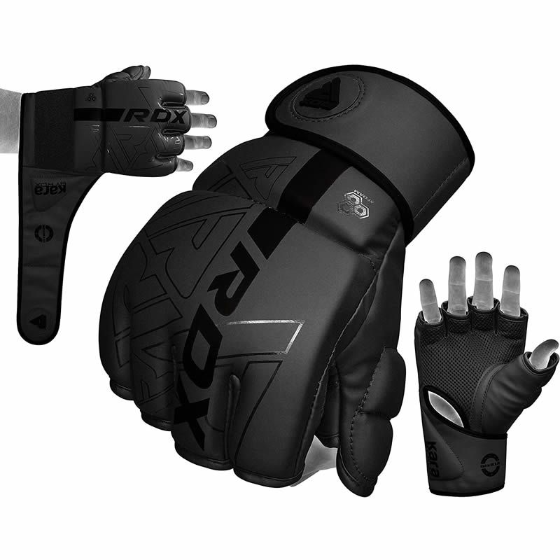  Перчатки для грэпплинга RDX F6 KARA черные матовые 