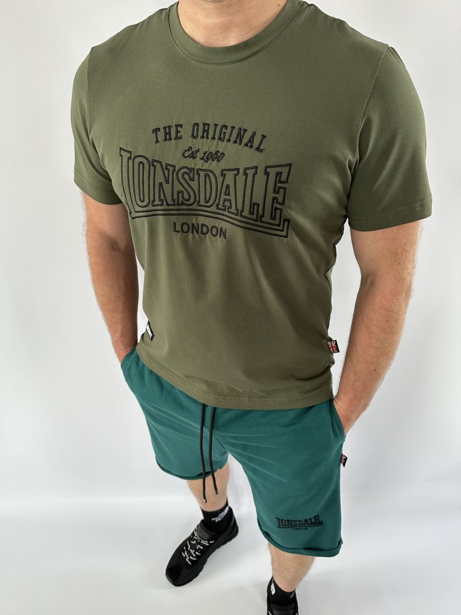 Футболка Lonsdale Big Logo вышивка хаки — фото
