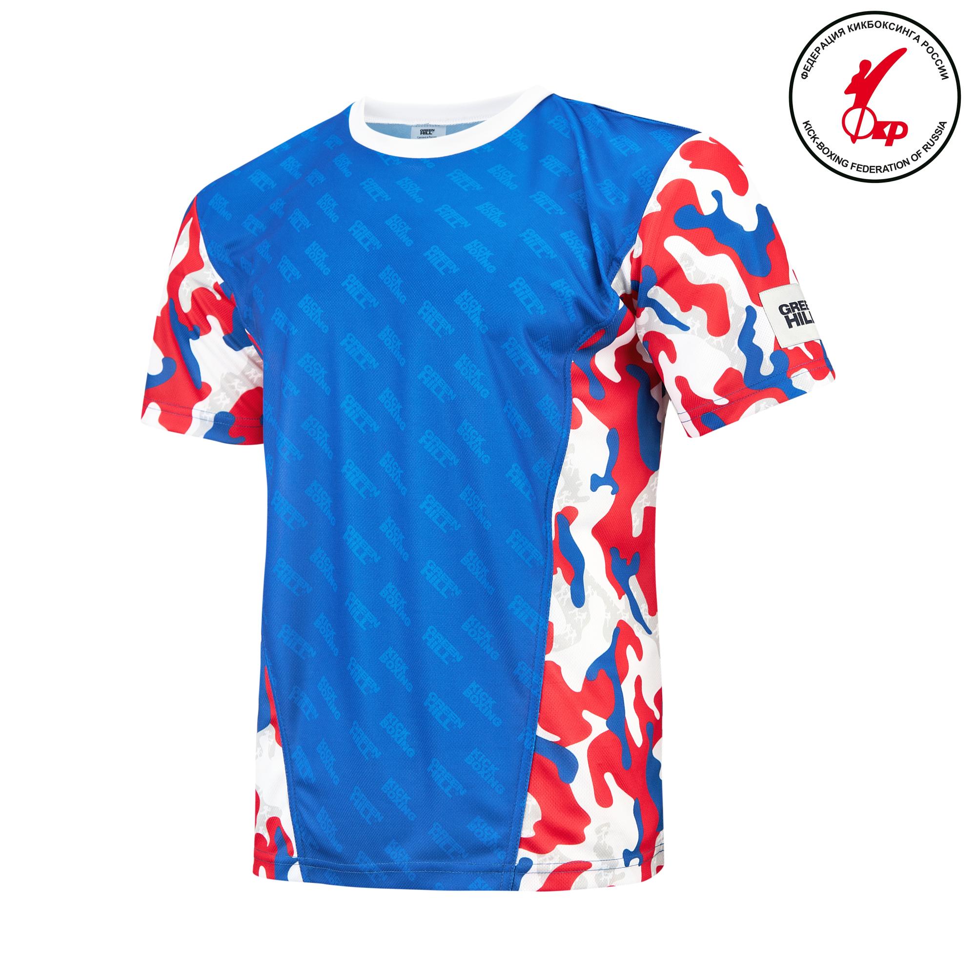  Футболка для кикбоксинга GREEN HILL с круглым воротом синяя 