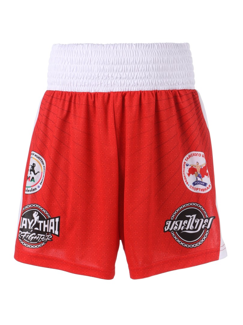  Тайские шорты RFighter ФТБР-TEAM RUSSIA красные 