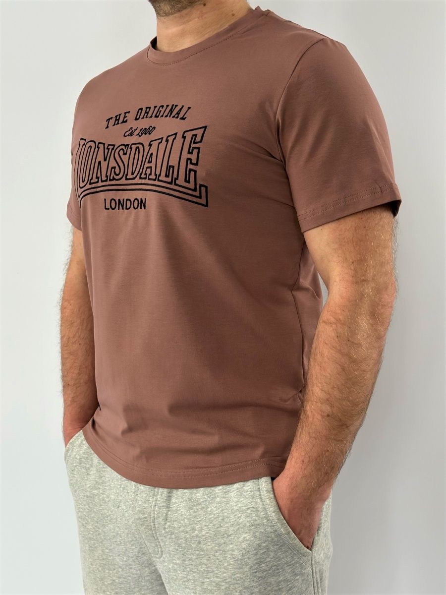 Футболка Lonsdale Big Logo вышивка коричневая — фото