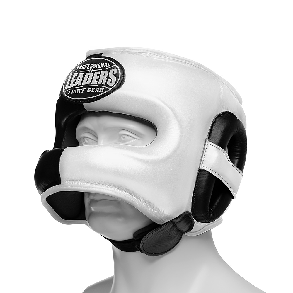  Шлем бамперный боксерский LEADERS LS 1/2 черно белый 