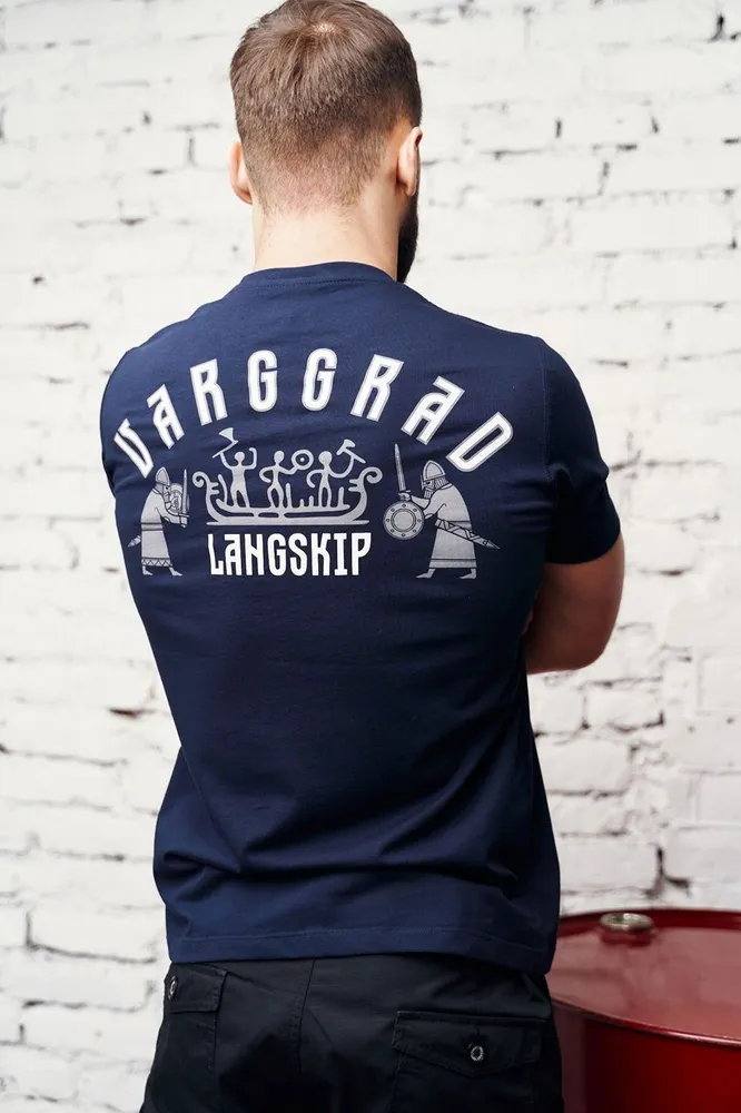 Футболка Варгградъ Langskip Набег мужская синяя 