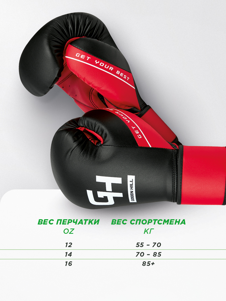  Боксерские перчатки GREEN HILL Element MF IF Чёрно-красные 