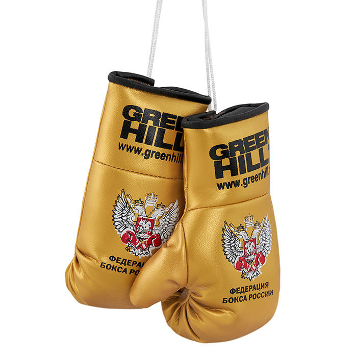  Сувенирные боксерские перчатки GREEN HILL Федерация Бокса России золотой 