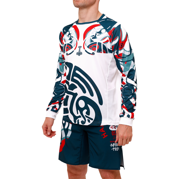  Тренировочный лонгслив Hardcore Training Nordic Pattern Blue/White 