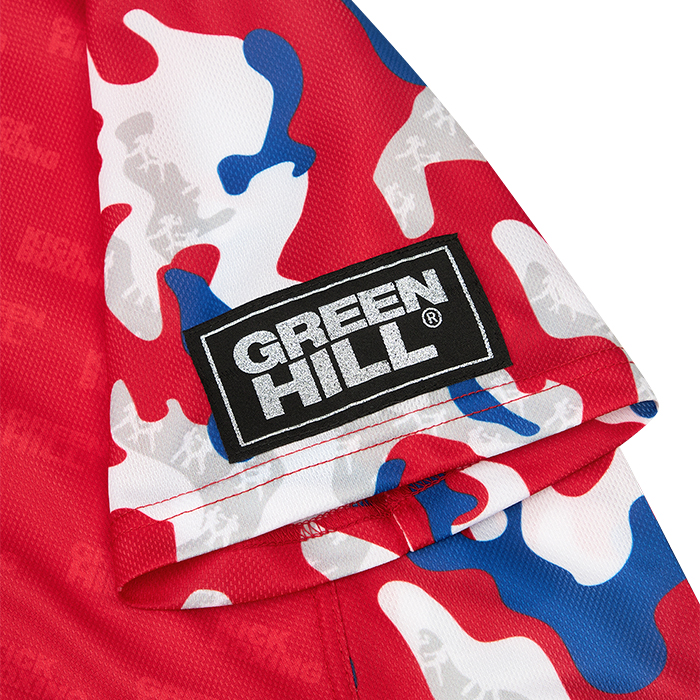 Футболка для кикбоксинга GREEN HILL с V-образным воротом красная 