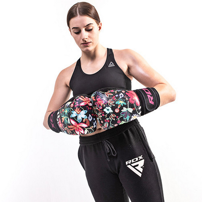  Боксерские перчатки RDX FL3 FLORAL черные 