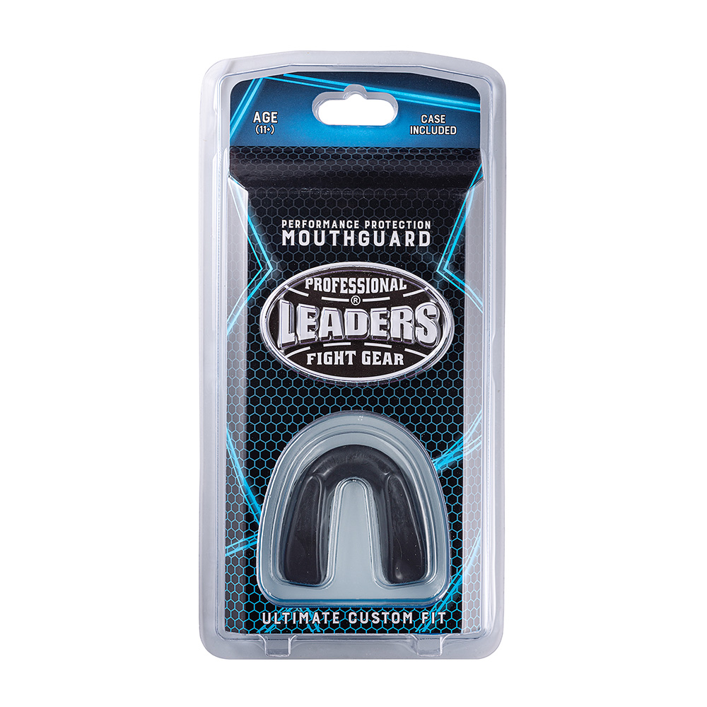  Капа боксерская LEADERS с футляром черный 