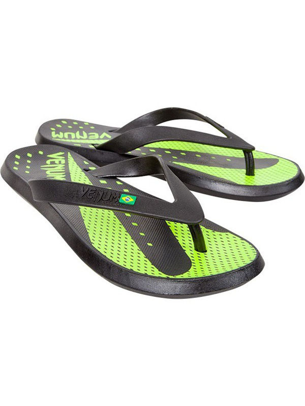  Шлепанцы Venum Hurricane sandals черно зеленые 