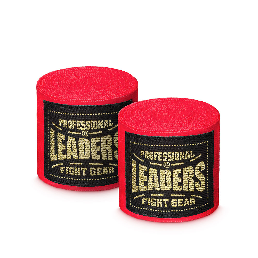  Бинты боксерские leaders semi elastic красные 